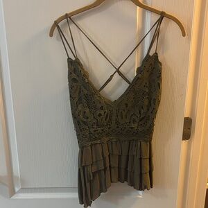 Chelsea & Violet  Olive Lace Women Top
